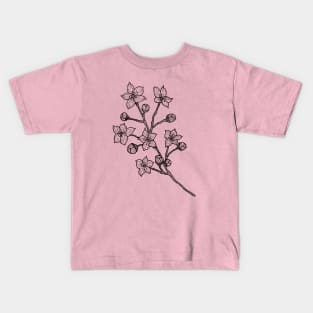 Cherry Blossom Branch-- floral, hand drawn, gifts for plant lovers Kids T-Shirt